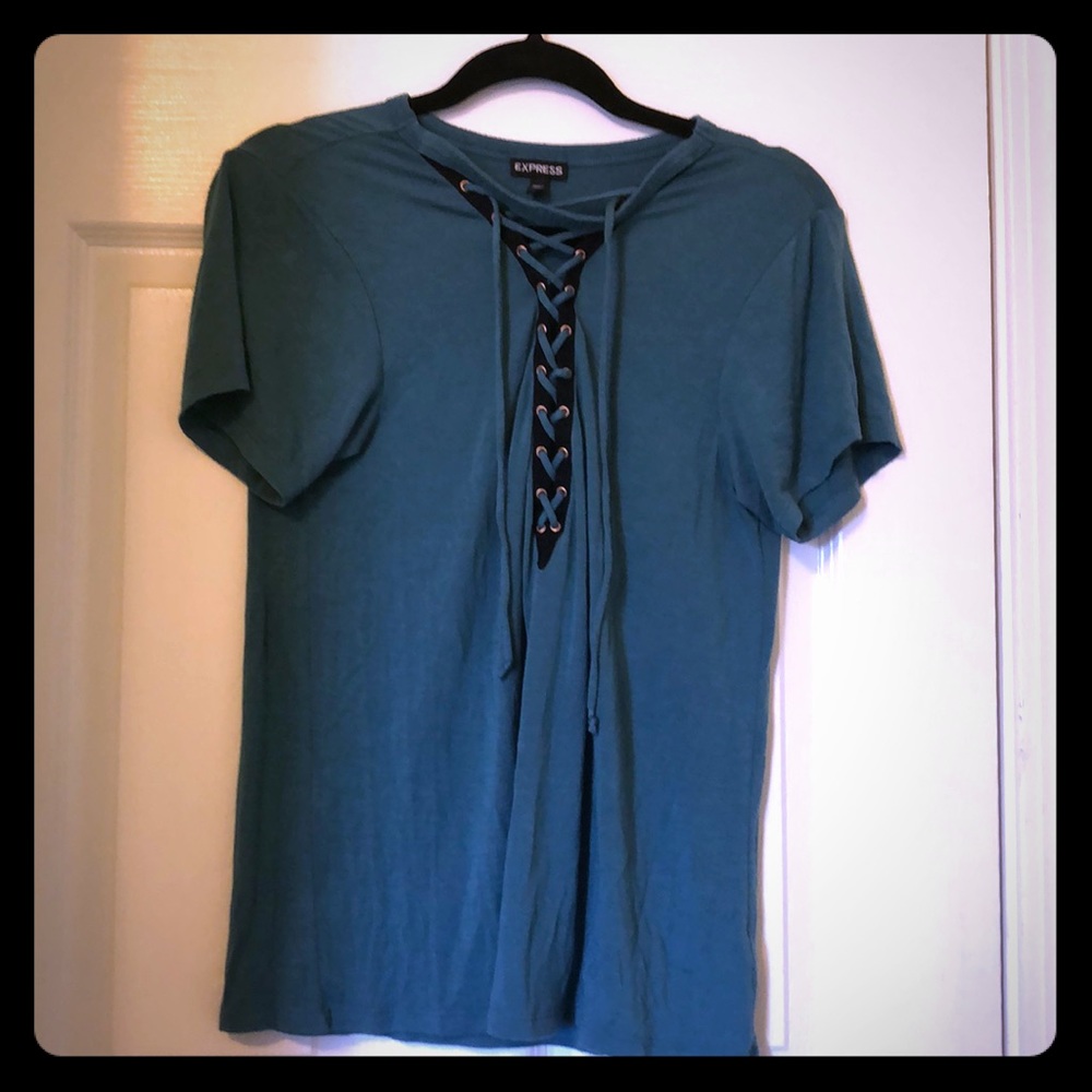Express Teal Tie up T